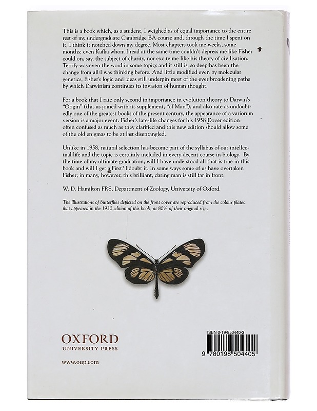 The genetical theory of natural selection - Fisher, R. A. - Tietokirjat ja oppaat - 10105376854 - 1
