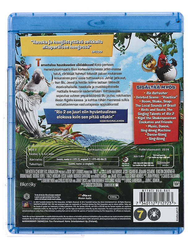 Rio 2 - Blu-ray + DVD - Blu-ray-levyt - 10105379829 - 1