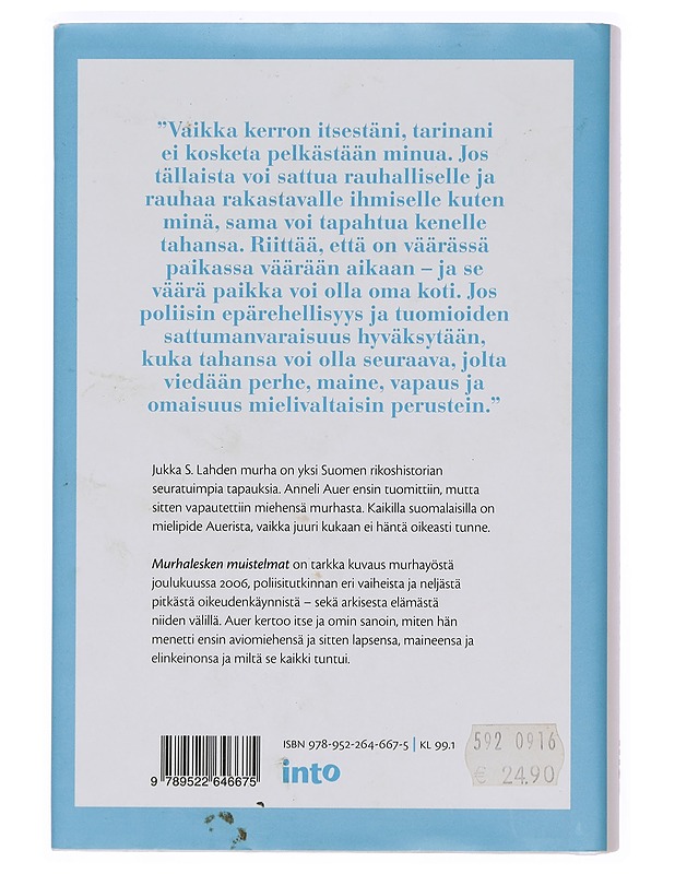Murhalesken muistelmat - Anneli Auer - Elämäkerrat ja muistelmat - 10105381581 - 1