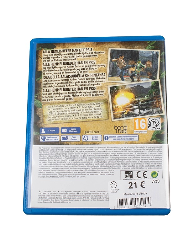 SONY PSVITA Uncharted Golden Abyss konsolipeli - Konsolit ja konsolipelit - 10105382504 - 1