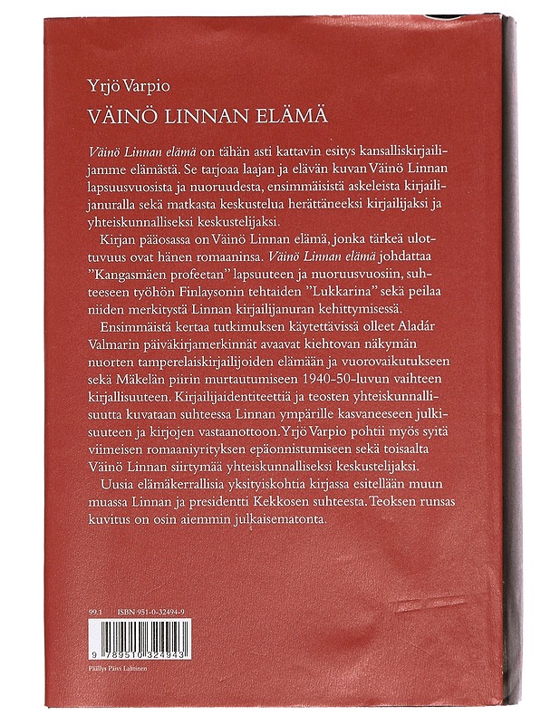 Väinö Linnan elämä - Yrjö Varpio - Elämäkerrat ja muistelmat - 10105382524 - 1