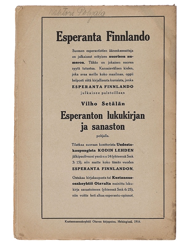 Pääskynen n:o 9 syyskuu 1918 - Helmi Krohn - Lehdet - 10105383071 - 1