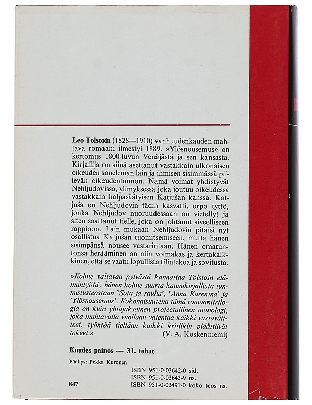 Ylösnousemus : Romaani - Tolstoi, Leo - Romaanit ja novellit - 10105383517 - 1