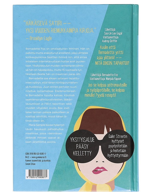 Missä olet, Bernadette? - Semple, Maria - Romaanit ja novellit - 10105383588 - 1
