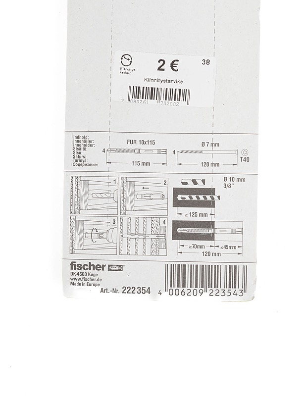 FISCHER FUR 10x115 yleiskarmitulppa - Rakennustarvikkeet - 10105383660 - 1