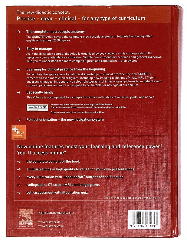 Sobotta atlas of human anatomy : head, neck, upper limb, thorax, abdomen, pelvis, lower limb - Sobotta, Johannes - Tietokirjat ja oppaat - 10105384162 - 1