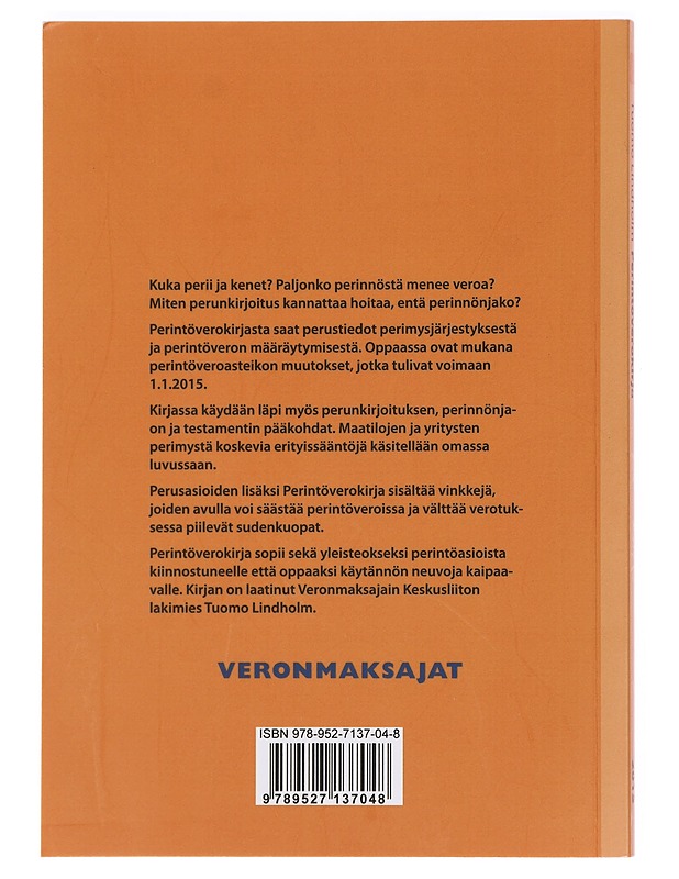 Perintöverokirja - Tuomo Lindholm - Tietokirjat ja oppaat - 10105385178 - 1