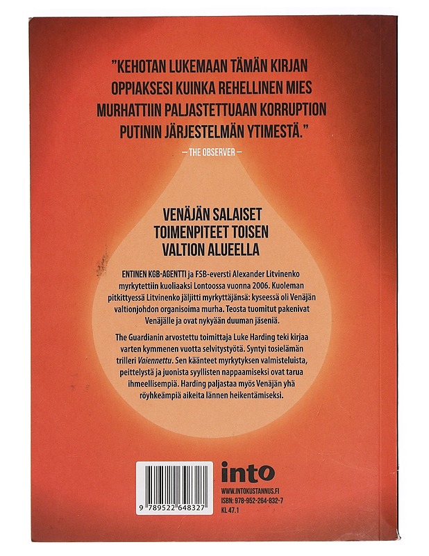 Vaiennettu : agentti Litvinenkon murha ja Venäjän sota lännen kanssa - Harding, Luke - Jännitys ja dekkarit - 10105385333 - 1