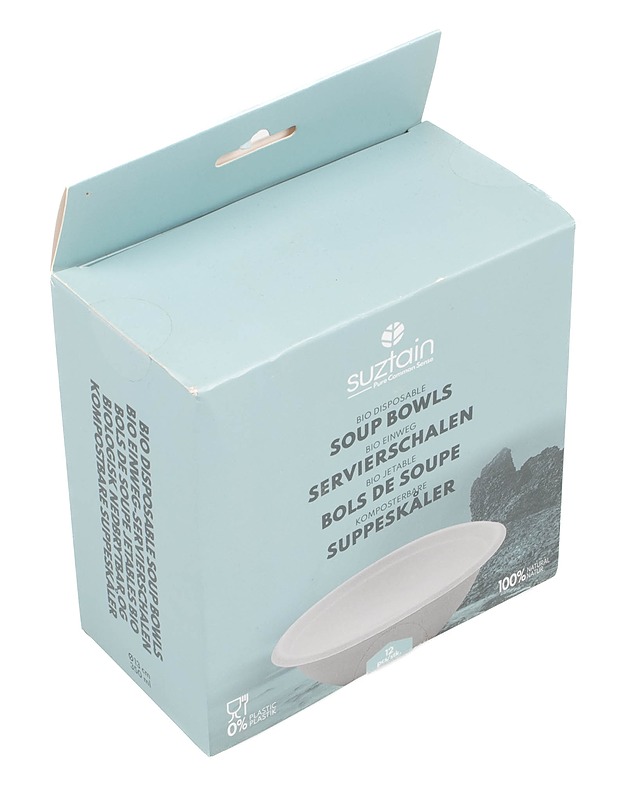 SUZTAIN Bagasse biohajoava kertakäyttökulho, 12 kpl - Lautaset ja kulhot - 10105385446 - 0