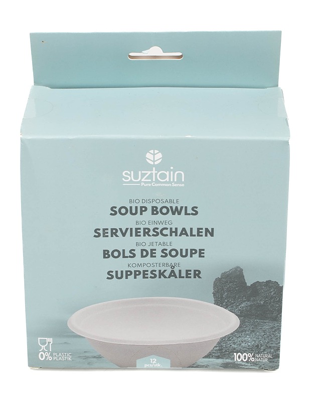 SUZTAIN Bagasse biohajoava kertakäyttökulho, 12 kpl - Lautaset ja kulhot - 10105385446 - 1