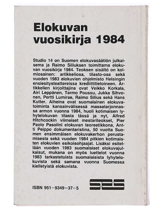 Studio. 14, Elokuvan vuosikirja 1984 : Filmens årsbok 1984 - Silius, Raimo - Musiikki- ja elokuvakirjat - 10105385530 - 1