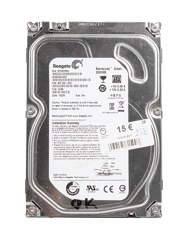 SEAGATE Barracuda Green 2000GB kiintolevy - Tietokoneet - 10105386598 - 0