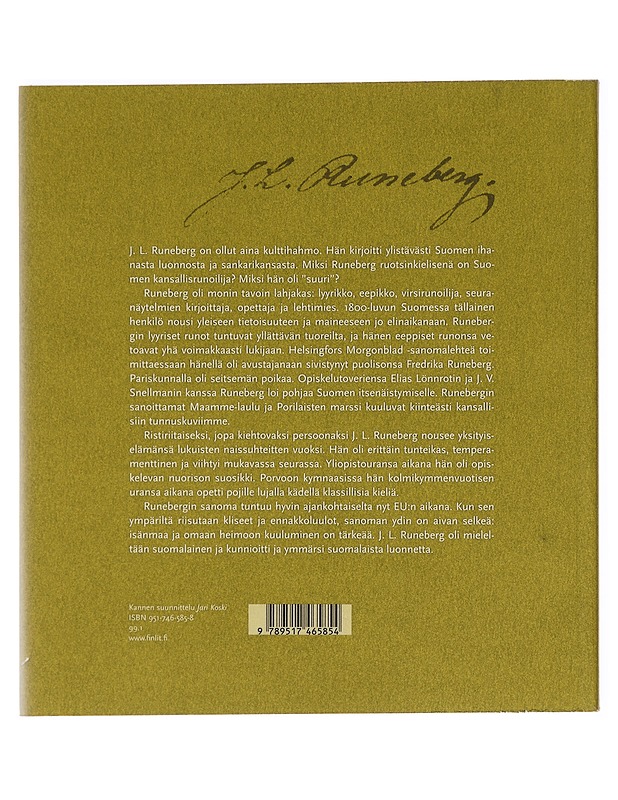 J.L. Runeberg : Suomen runoilija - Majamaa, Raija - Elämäkerrat ja muistelmat - 10105386920 - 1