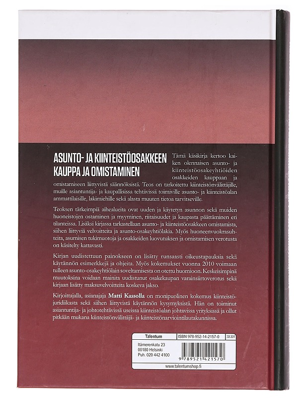 Asunto- ja kiinteistöosakkeen kauppa ja omistaminen - Matti Kasso - Tietokirjat ja oppaat - 10105387043 - 1