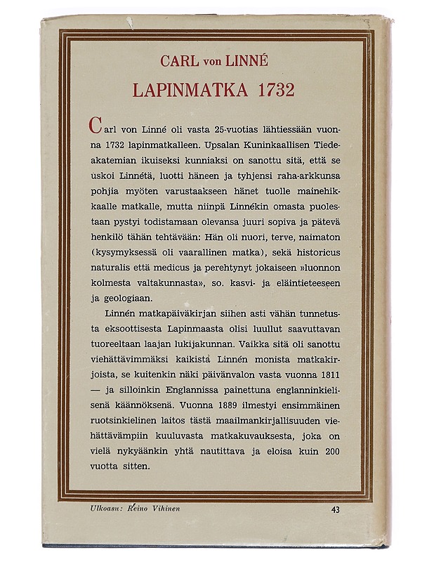 Lapinmatka 1732 - Carl von Linné - Elämäkerrat ja muistelmat - 10105387372 - 1