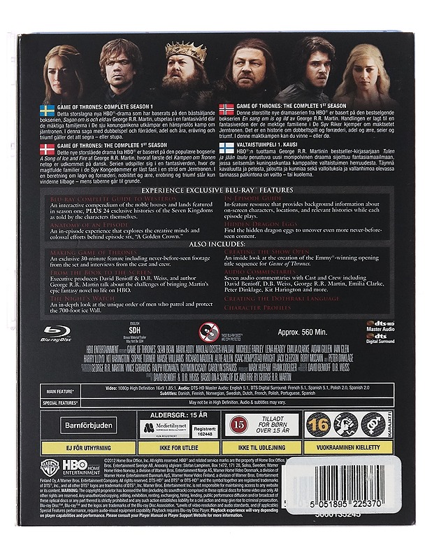 Game Of Thrones: The Complete First Season - Blu-Ray - Blu-ray-levyt - 10105387374 - 1