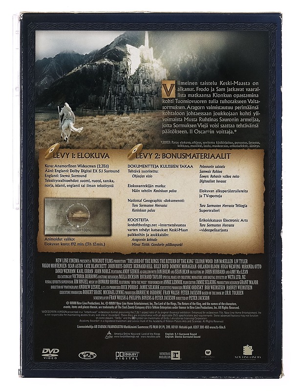 Taru sormusten herrasta: Kuninkaan paluu - DVD - DVD-elokuvat - 10105388080 - 1