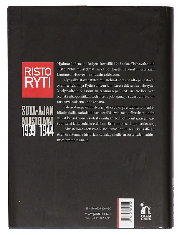 Sota-ajan muistelmat 1939-1944 - Ryti, Risto - Elämäkerrat ja muistelmat - 10105388126 - 1