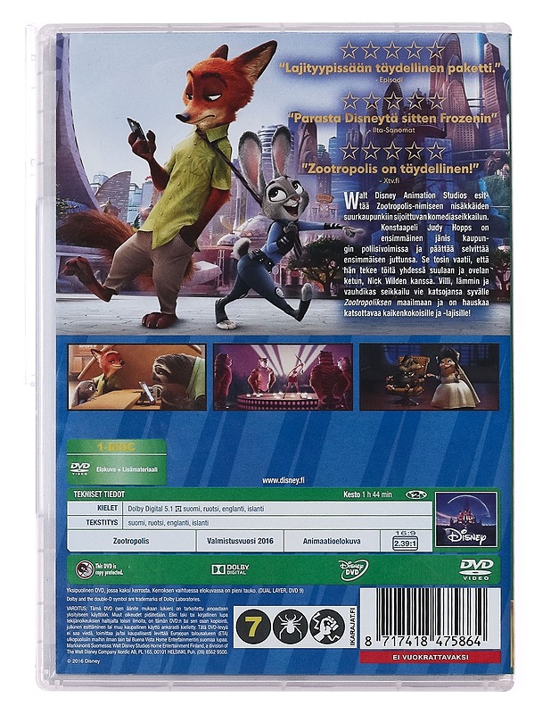 Zootropolis - eläinten kaupunki - DVD - DVD-elokuvat - 10105388276 - 1