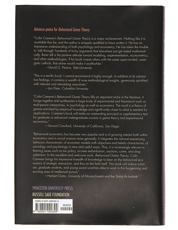 Behavioral game theory : experiments in strategic interaction - Camerer, Colin - Tietokirjat ja oppaat - 10105388339 - 1