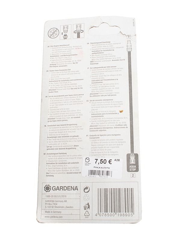 GARDENA Soaker Hose Connection Set letkuliitin - Muut urheiluvälineet ja vapaa-aika - 10105388375 - 1