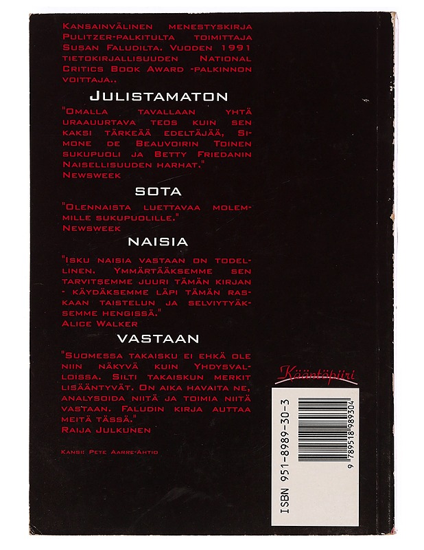 Takaisku : julistamaton sota naisia vastaan - Faludi, Susan - Tietokirjat ja oppaat - 10105388454 - 1