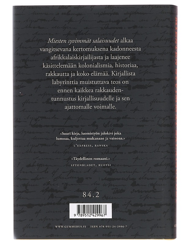 Miesten syvimmät salaisuudet - Sarr, Mohamed Mbougar - Romaanit ja novellit - 10105388791 - 1