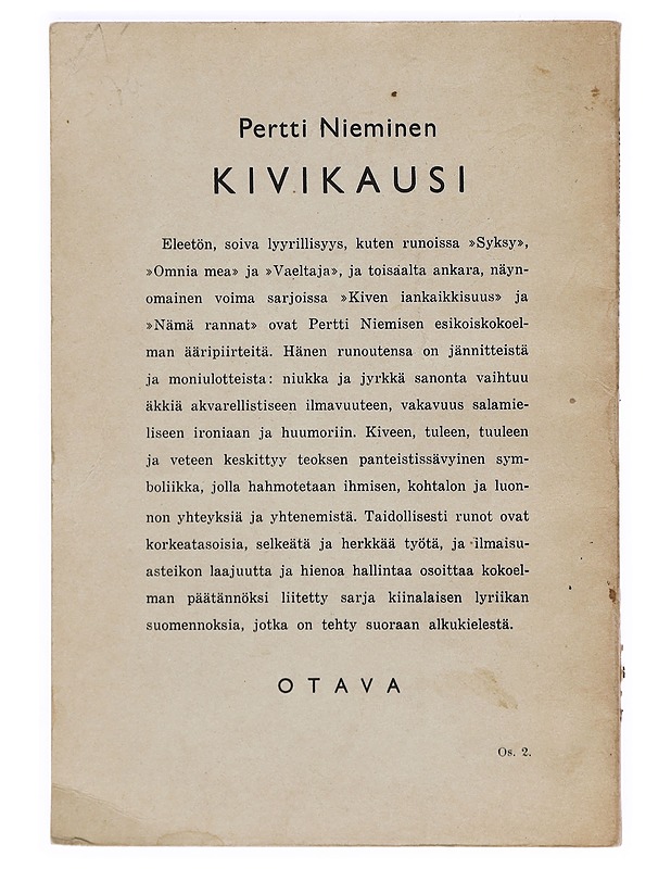 Kivikausi: runoja - Pertti Nieminen - Runot ja näytelmät - 10105388831 - 1