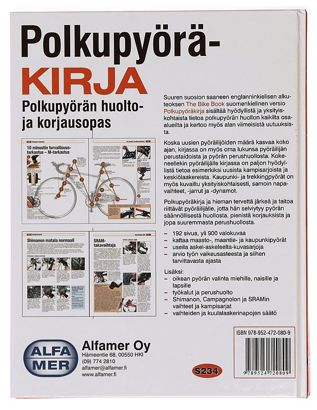 Polkupyöräkirja : polkupyörän huolto- ja korjausopas : mm. Shimano, Sram ja Campagnolo  - Tietokirjat ja oppaat - 10105388998 - 1