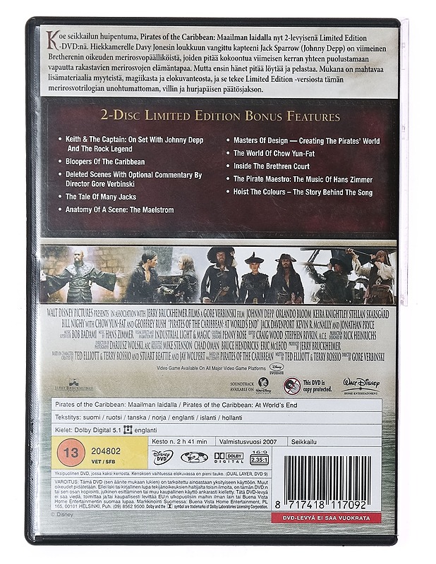 Pirates of the Caribbean: Maailman laidalla - DVD - DVD-elokuvat - 10105389110 - 1