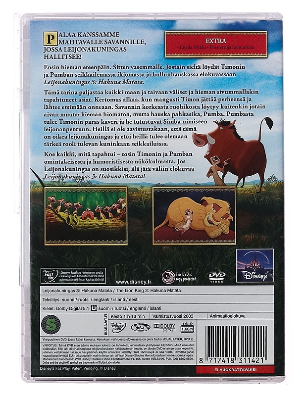Leijonakuningas 3: Hakuna matata - DVD - DVD-elokuvat - 10105389304 - 1