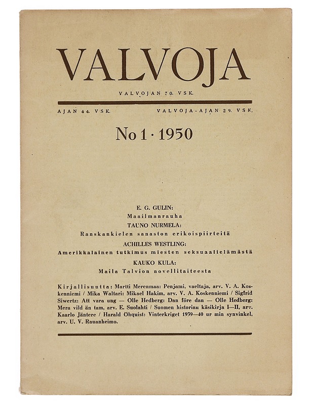 Valvoja : No.1 ; 1950 - Historiakirjat - 10105389501 - 0