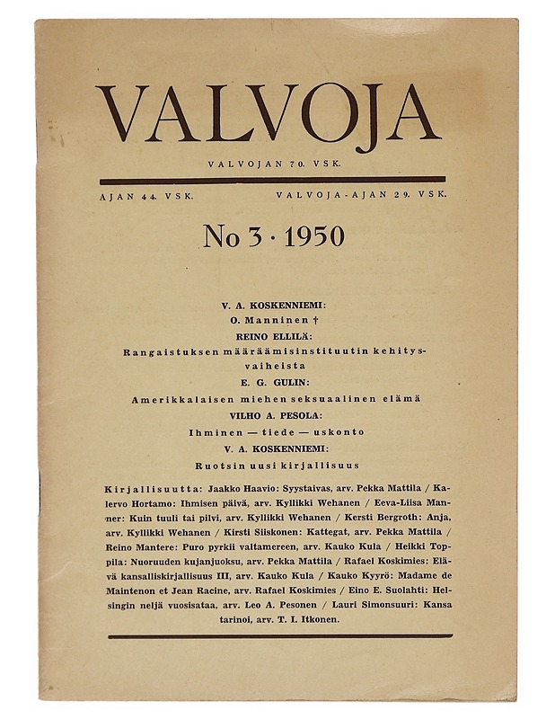Valvoja : No.3 ; 1950 - Historiakirjat - 10105389504 - 0