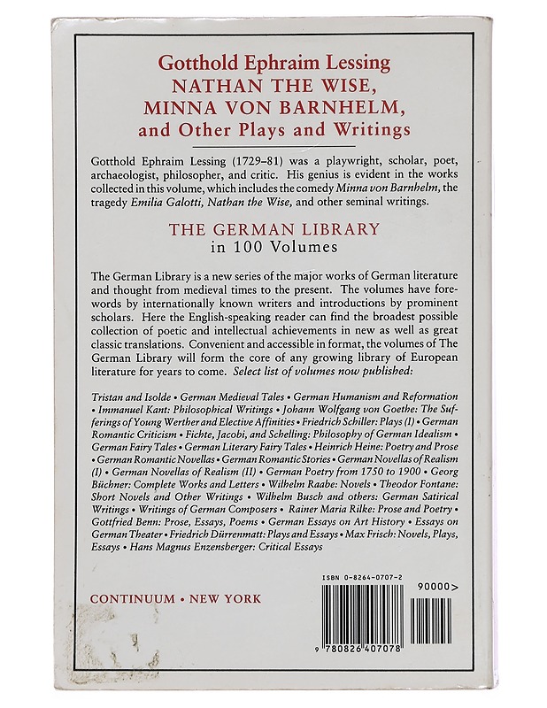 Nathan the Wise, Minna von Barnhelm and other plays and writings - Gotthold Ephraim Lessing - Romaanit ja novellit - 10105389725 - 1