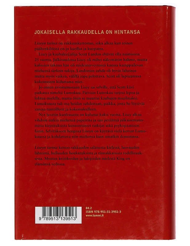 Liseyn tarina - King, Stephen - Romaanit ja novellit - 10105389749 - 1