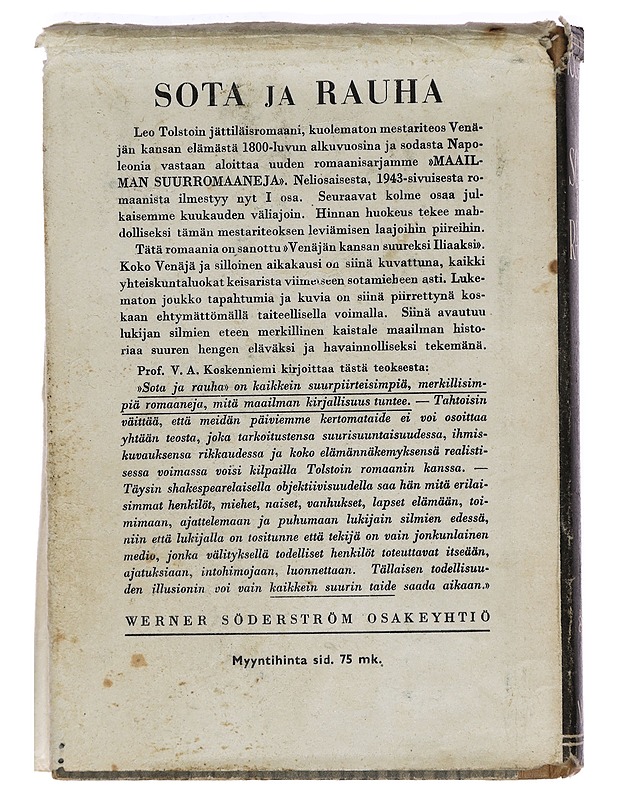 Sota ja Rauha, osa 1 - Leo Tolstoi - Romaanit ja novellit - 10105389790 - 1
