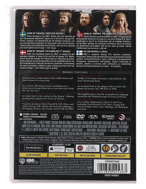 Game of Thrones - The Complete First Season - 5 x DVD - DVD-elokuvat - 10105390382 - 1