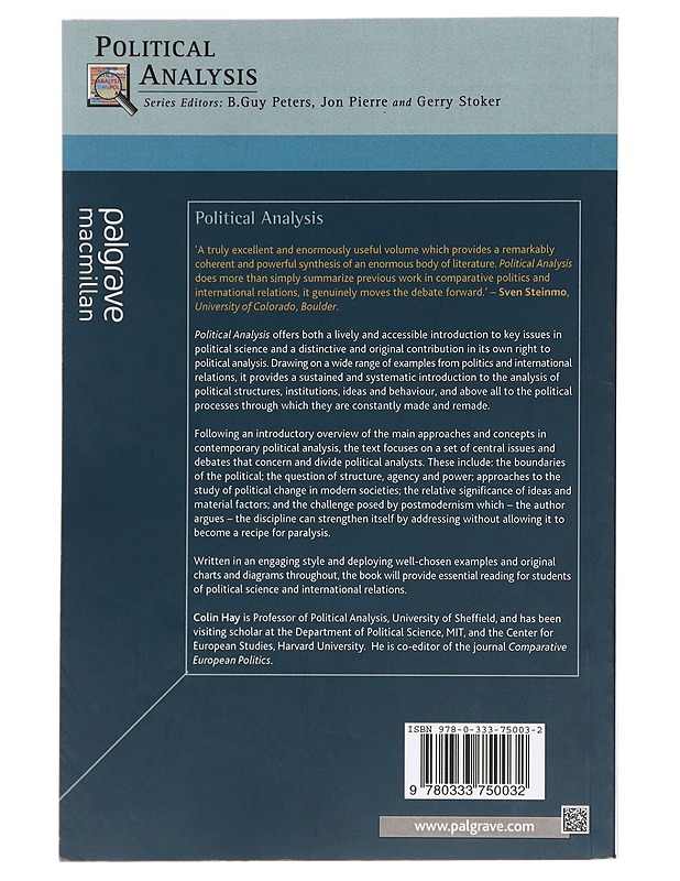Political analysis: A critical introduction - Colin Hay - Tietokirjat ja oppaat - 10105390723 - 1