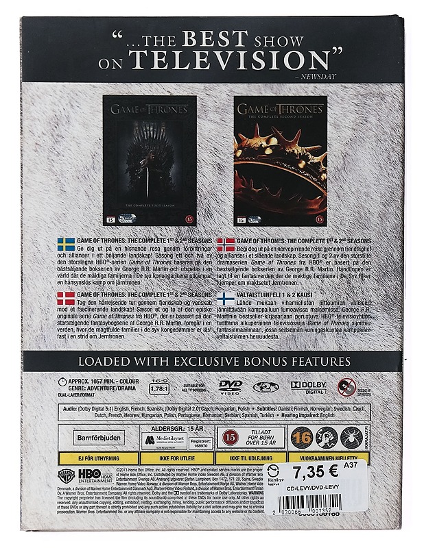 Game Of Thrones: The Complete First and second Season - DVD - DVD-elokuvat - 10105390752 - 1