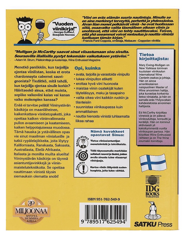 Viinit for dummies : viininystävän käsikirja - McCarthy, Ed - Ruokakirjat - 10105390777 - 1