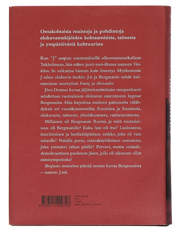 Bergman : muistelma - Jörn Donner - Elämäkerrat ja muistelmat - 10105391036 - 1