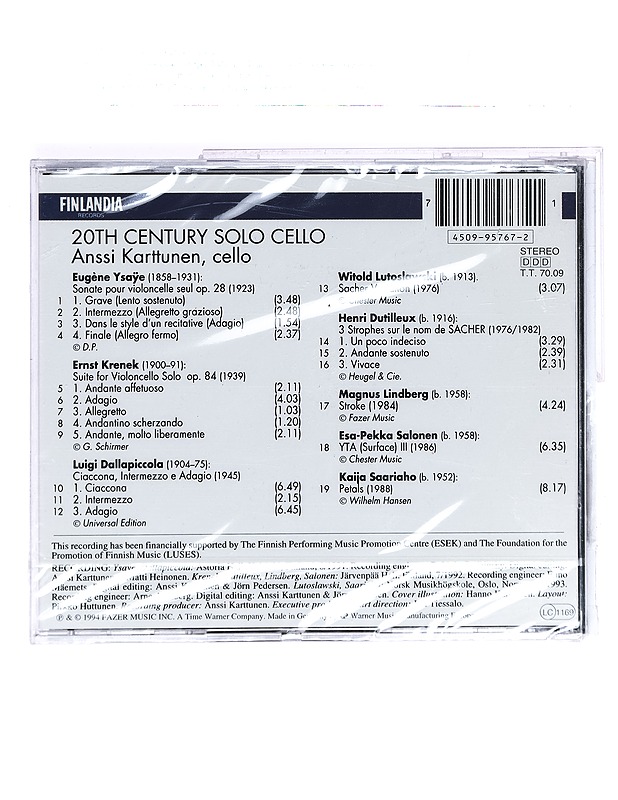 Anssi karttunen - 20th century solo cello - CD - CD-levyt - 10105391069 - 1