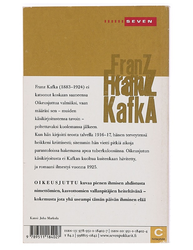 Oikeusjuttu - Kafka, Franz - Romaanit ja novellit - 10105391159 - 1