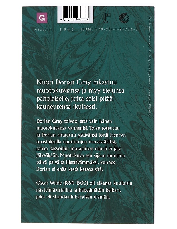 Dorian Grayn muotokuva - Wilde, Oscar - Romaanit ja novellit - 10105391202 - 1