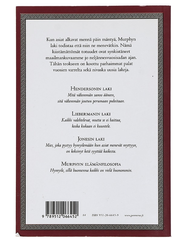Murphyn laki 26 vuotta - Bloch, Arthur - Kaunokirjallisuus - 10105391420 - 1