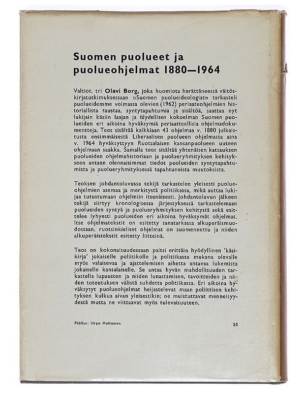 Suomen puolueet ja puolueohjelmat 1880-1964 - Tietokirjat ja oppaat - 10105391468 - 1