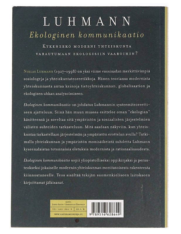 Ekologinen kommunikaatio - Luhmann, Niklas - Tietokirjat ja oppaat - 10105391594 - 1