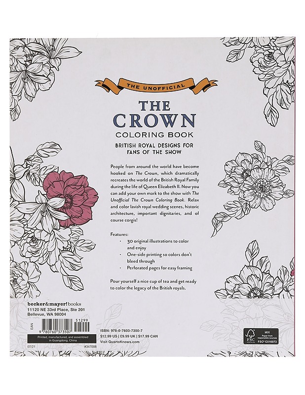 Unofficial The Crown Coloring Book - British royal designs for fans of the show - Harrastekirjat - 10105391951 - 1