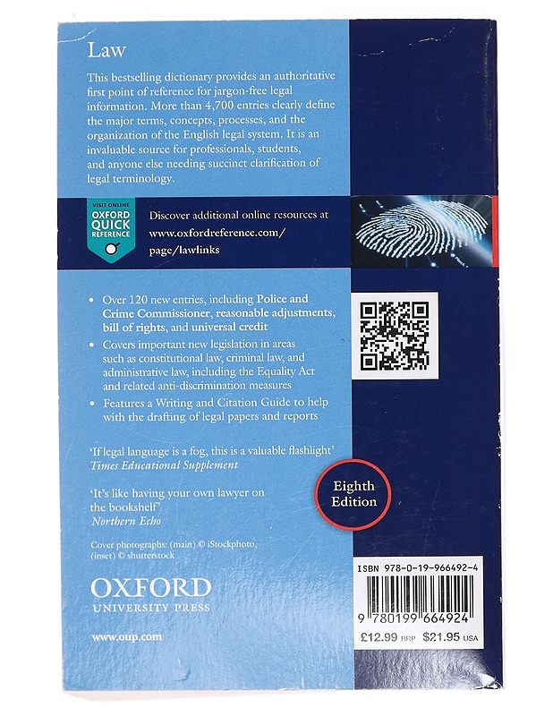 Oxford Dictionary of Law - Law, Jonathan - Tietokirjat ja oppaat - 10105392396 - 1