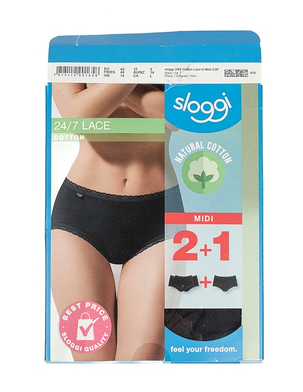 SLOGGI 24/7 Lace Midi alushousut, 42, 3 kpl - Alusvaatteet - 10105392683 - 0